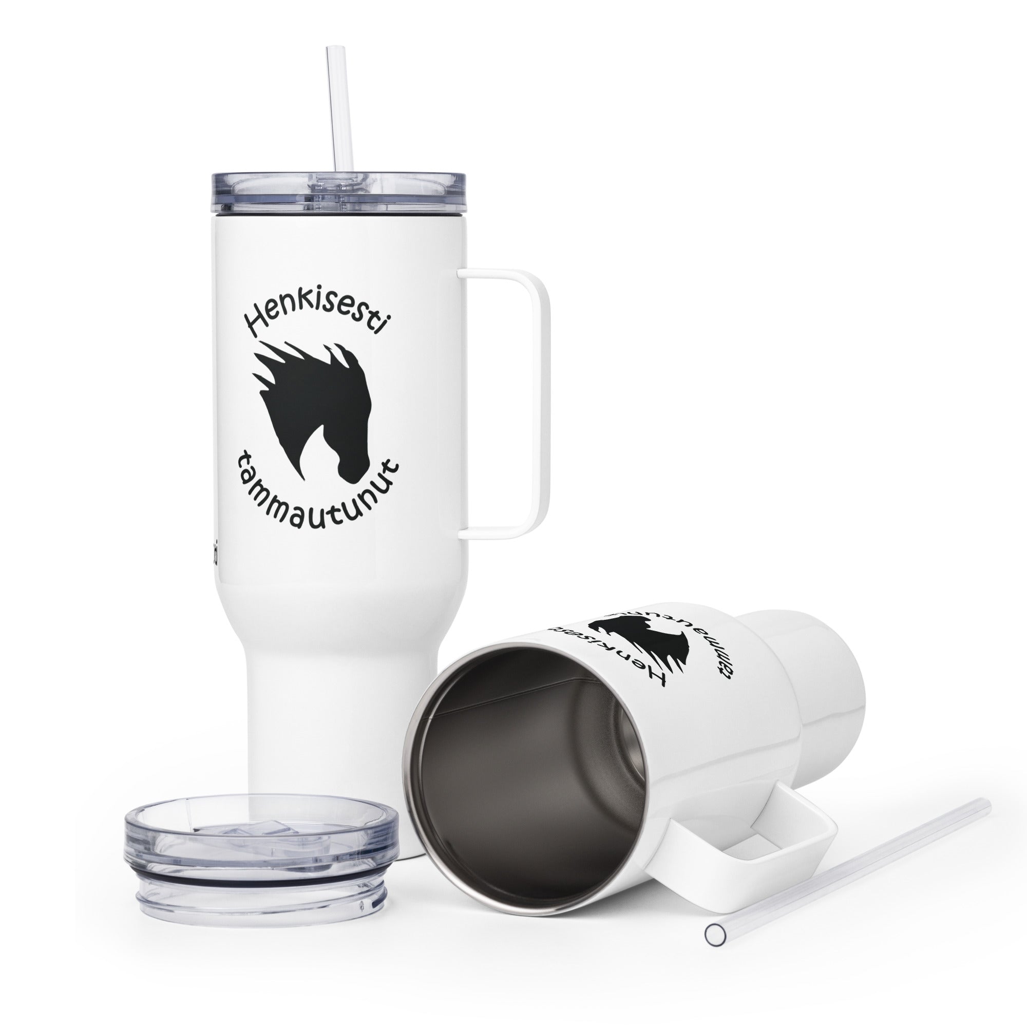 Persoonallinen tamma-aiheinen iso termos muki ruostumatonta terästä